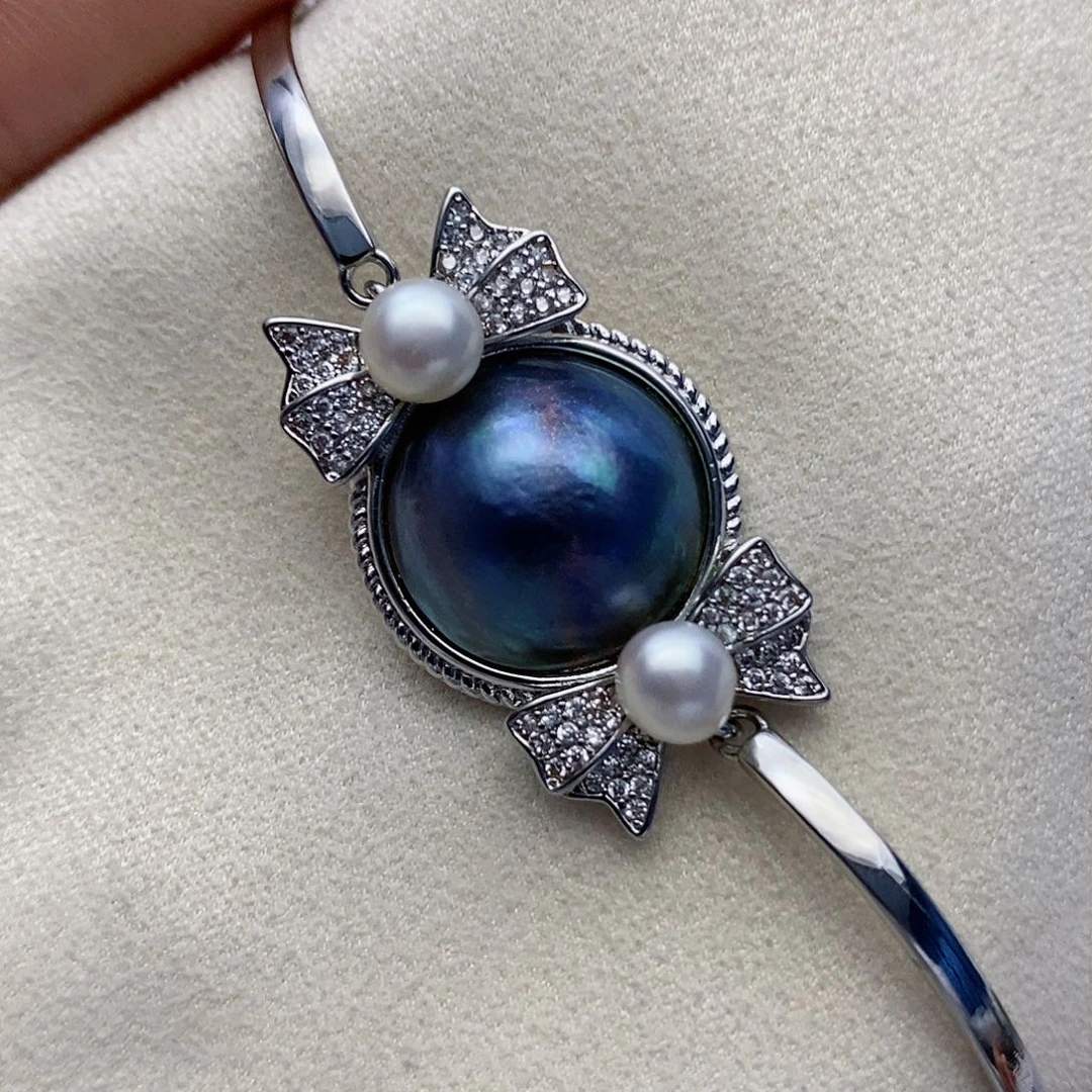 【闪购商品】拼合珍珠（马贝珠）手镯合金