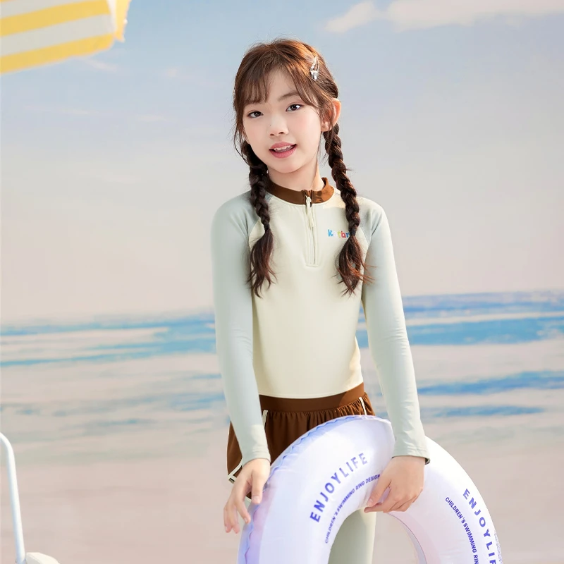女童长袖长裤泳衣2025新款夏季儿童防晒游泳衣初中生海边泳装洋气