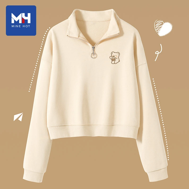 唐狮集团MH长袖休闲卫衣加绒上衣2025新款女款百搭宽松短款春秋L