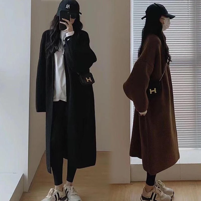 大码女装韩版慵懒风毛衣外套秋季新款高级感针织开衫显瘦外穿