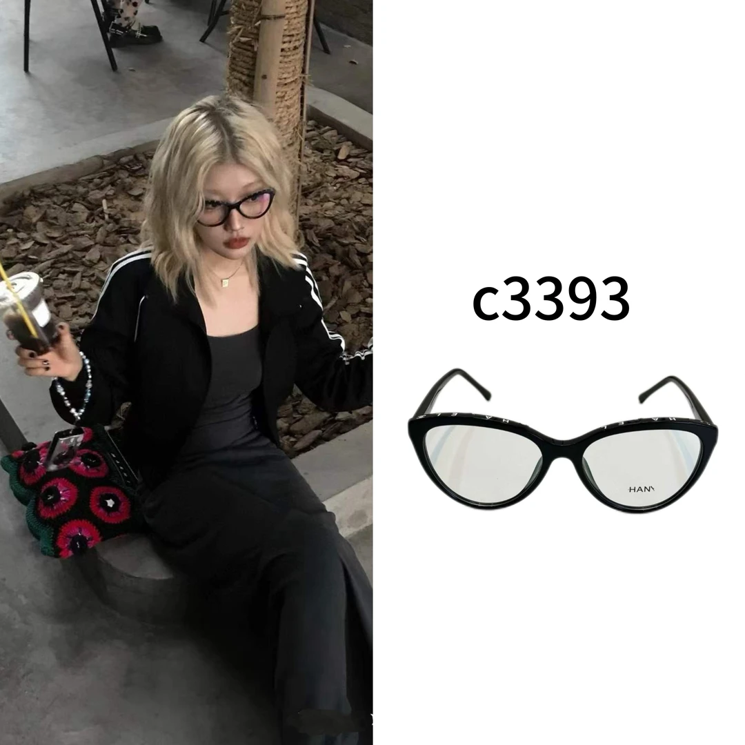 2025新款猫眼板材黑框素颜百搭男女眼镜框架近视防蓝光