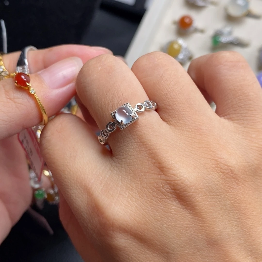 有***人翡翠戒指银S925镶嵌