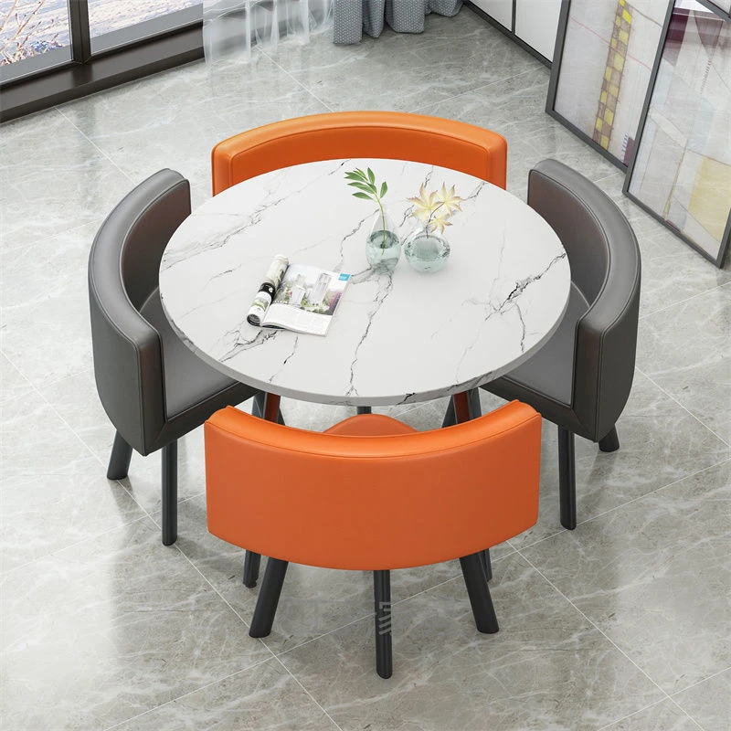 简约办公谈判洽谈桌椅组合创意会客奶茶店铺休闲接待小圆桌子餐桌
