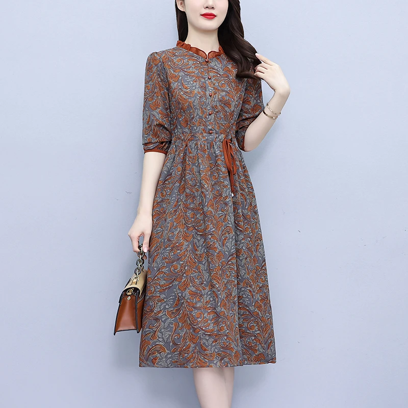 大码女装连衣裙2025春季新款超修身春秋款遮肉显瘦时尚洋气A字裙