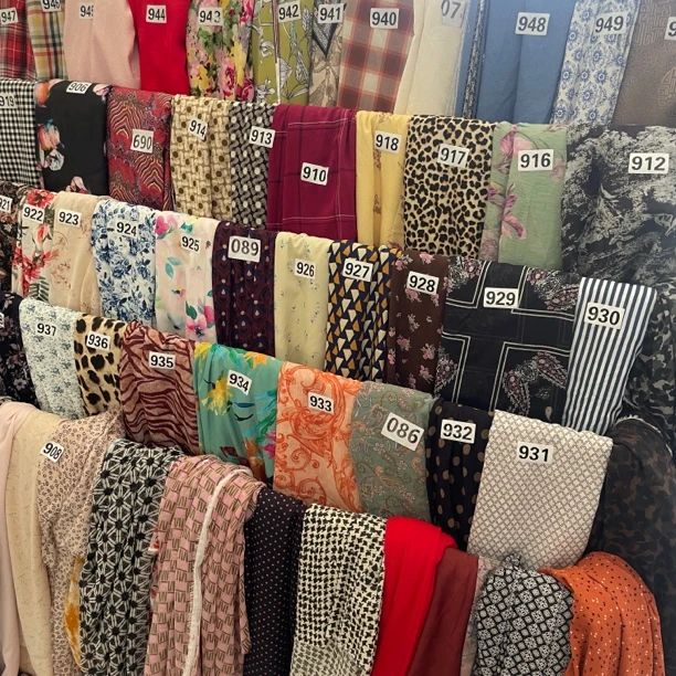 直播链接5-50夏天印染碎花布料人造棉雕印棉绸天丝布料直播