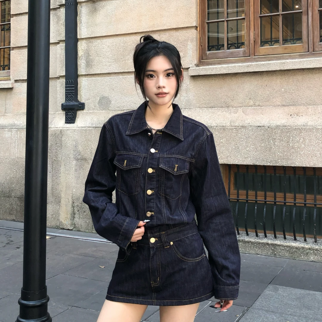 2025早秋新款牛仔连衣裙设计感裙裤小个子收腰显瘦送腰包皮带百搭