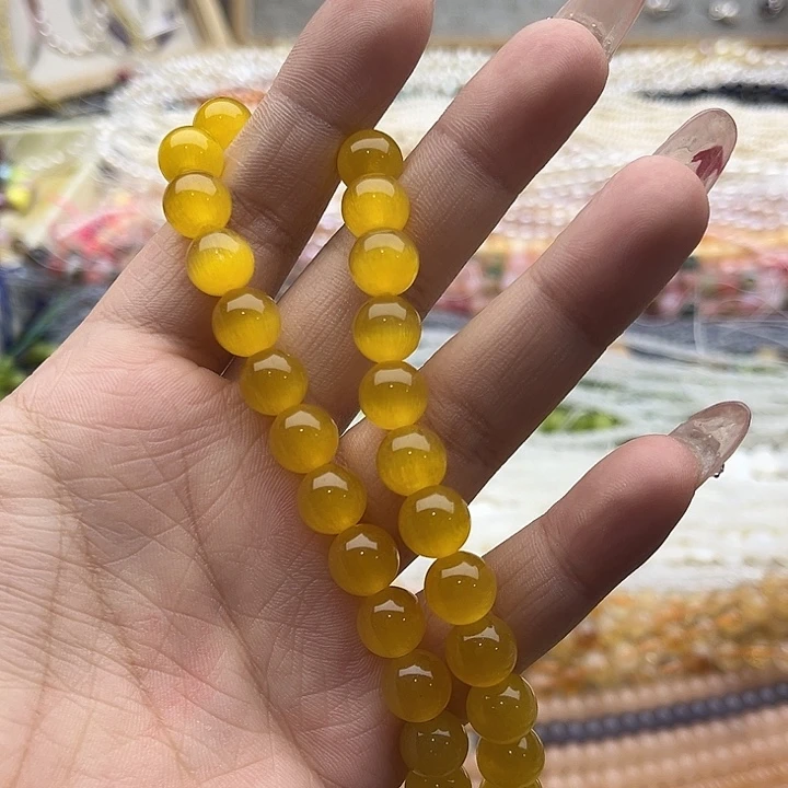 玛瑙/玉髓珠宝半成品未镶嵌12mm左右黄猫眼石