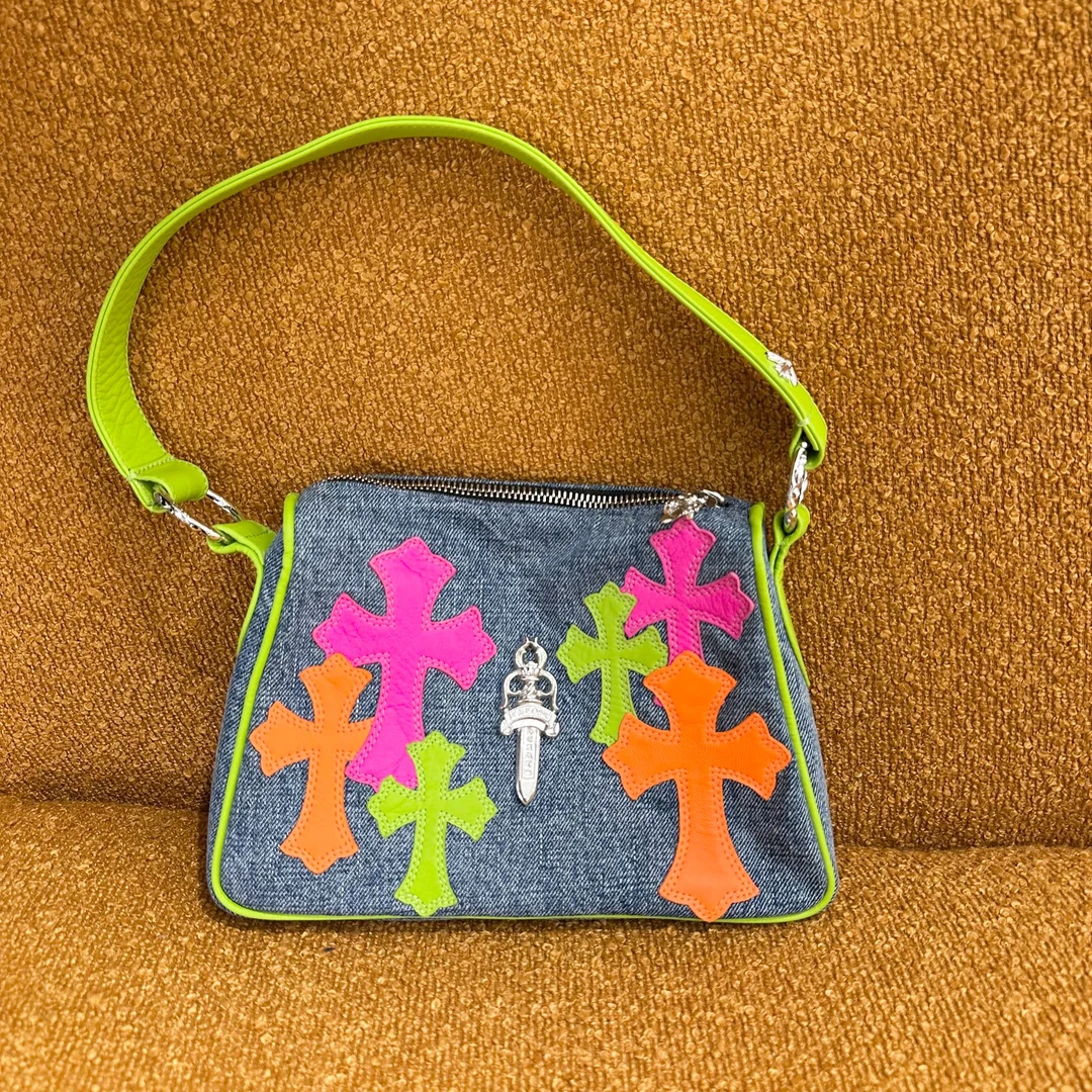 99新 Chrome Hearts/克罗心 克罗心彩色牛仔单肩鸡块包Miami限定