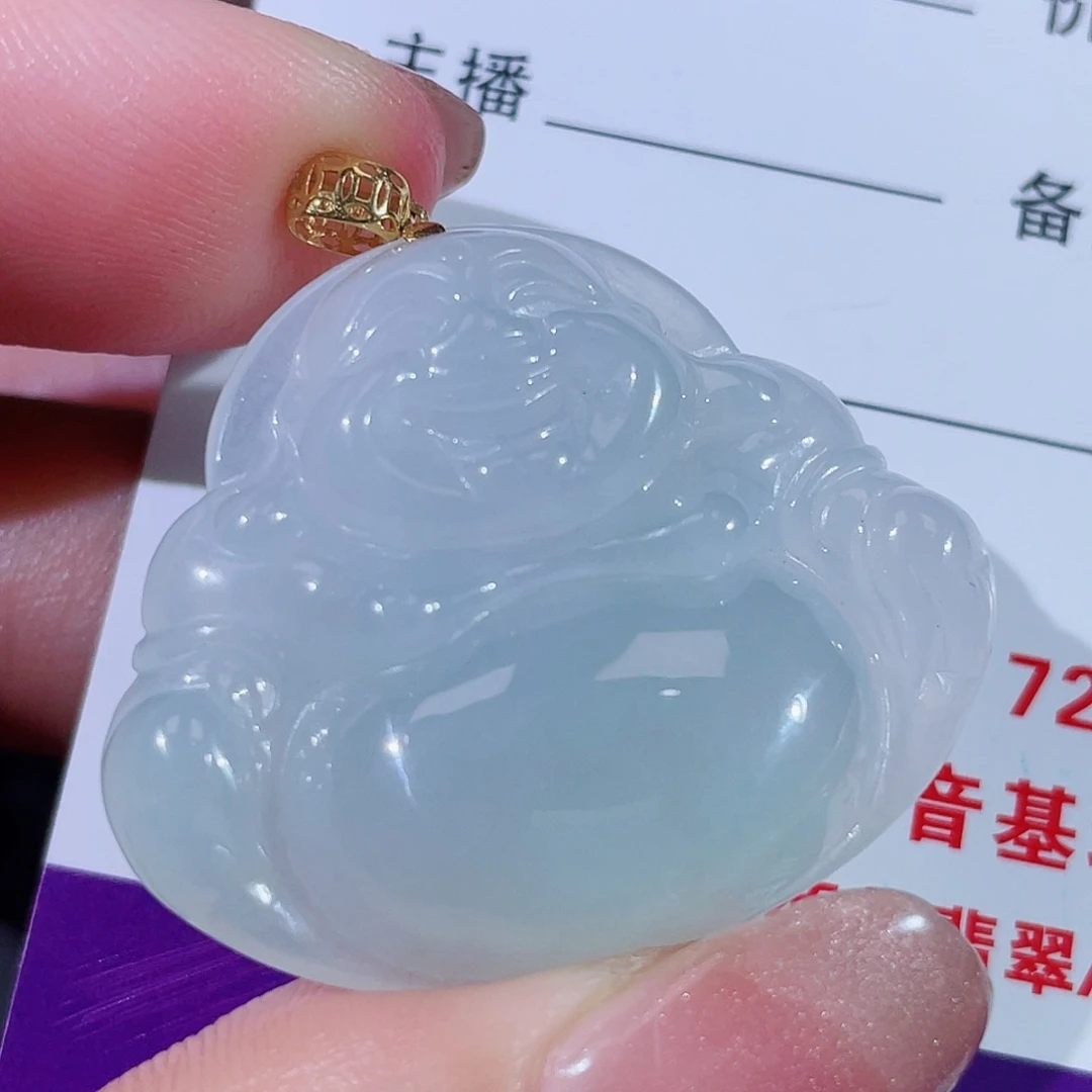 颈饰18K金镶嵌翡翠佛公