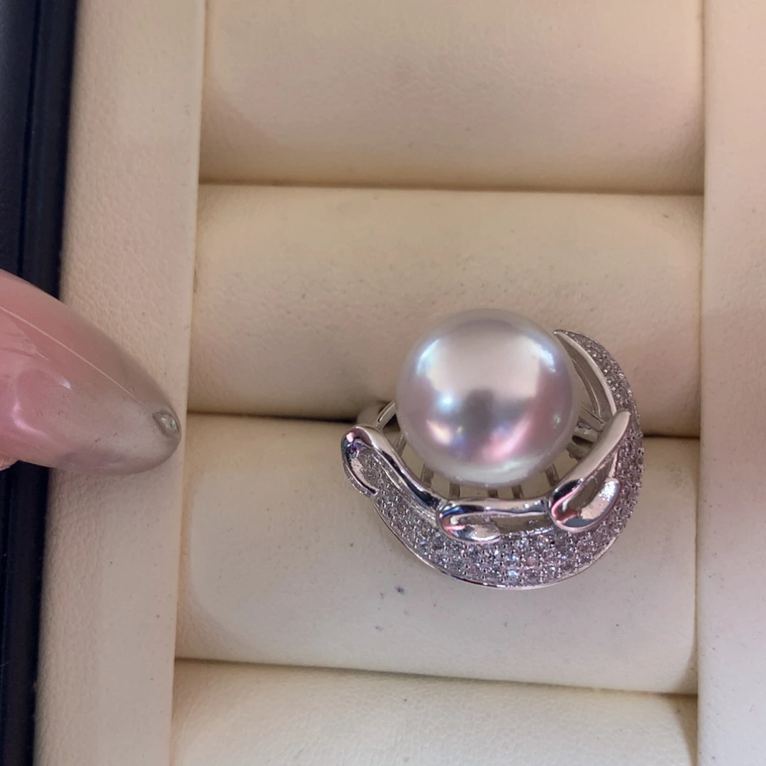 银S925镶嵌戒指海水珍珠