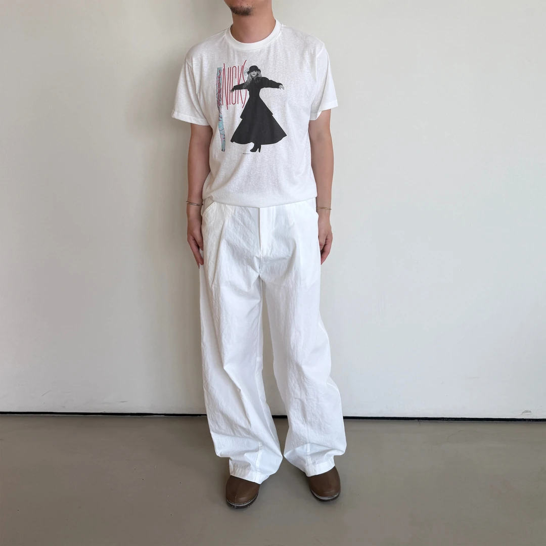 Anniehall26ss 复古解构缝合白色松紧腰围宽松休闲裤