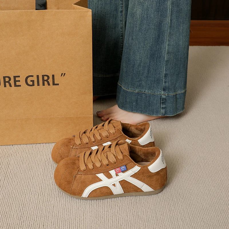 厚底加绒德训鞋女鞋子2025秋冬季新款爆款百搭运动休闲二棉面包鞋