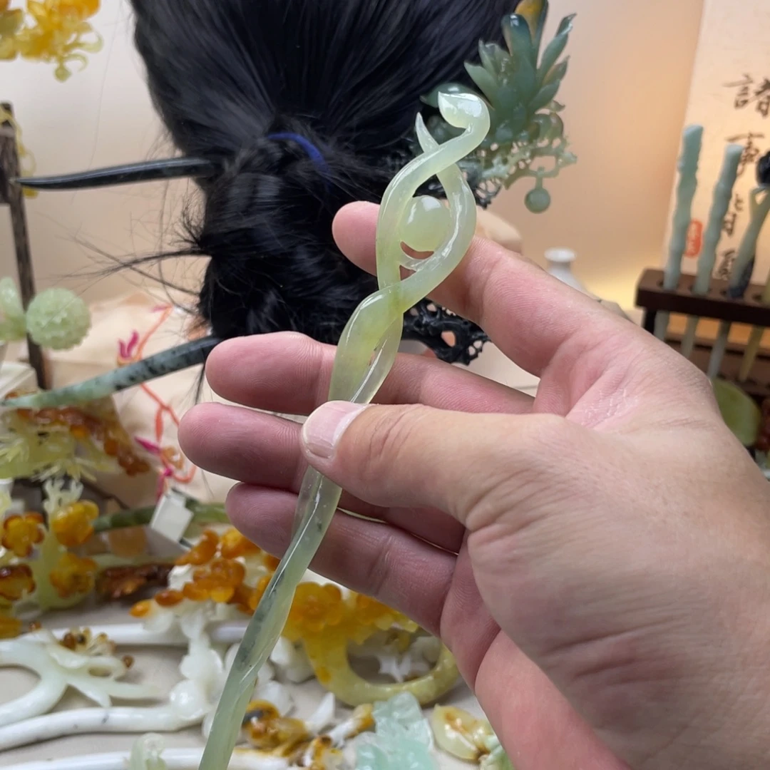 蛇纹石玉合金发饰发簪