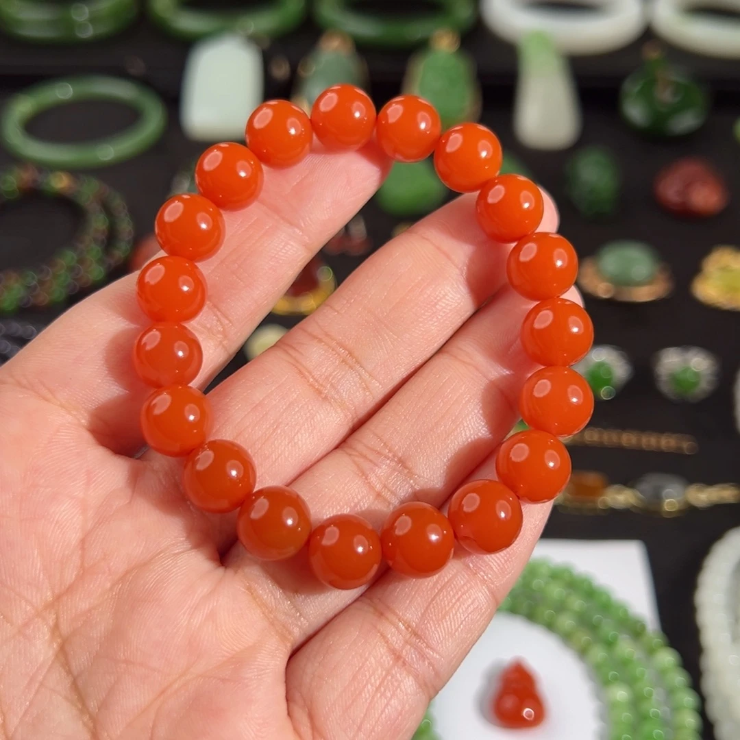 南红玛瑙未镶嵌手串原矿南红樱桃红10mm手串