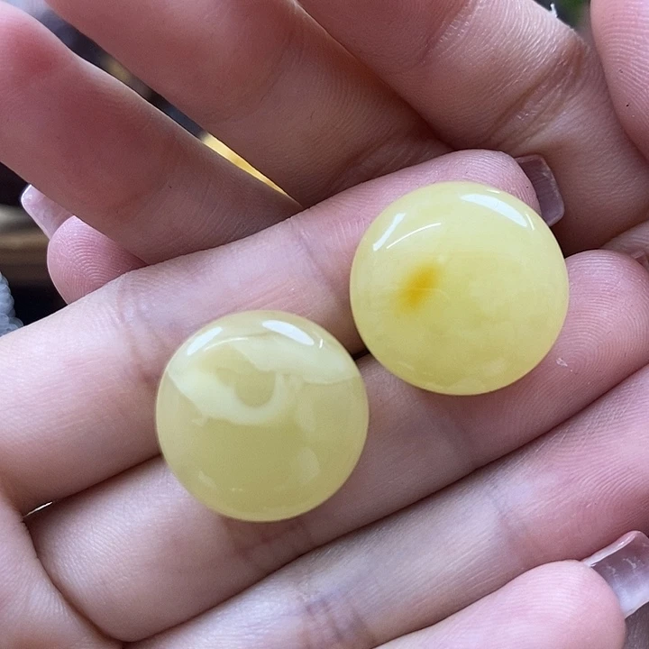 银S925镶嵌琥珀耳饰耳环
