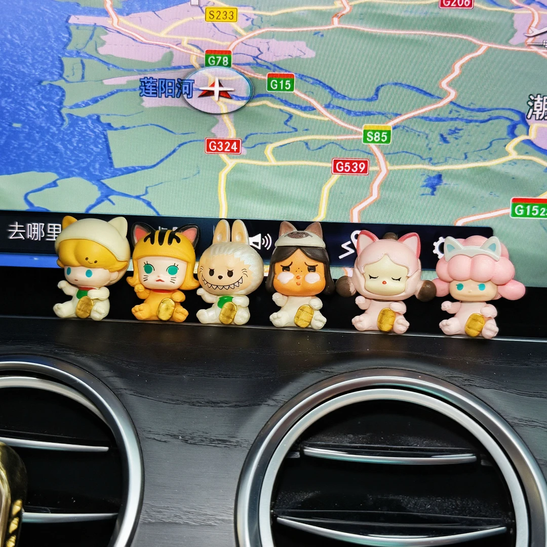 泡泡玛特同款招财系列老爷保佑小汽车装饰中控可爱车载摆件