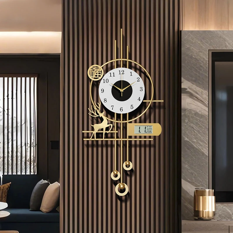 2025格栅挂钟新款创意客厅时尚挂墙艺术轻奢钟表简约现代静音时钟