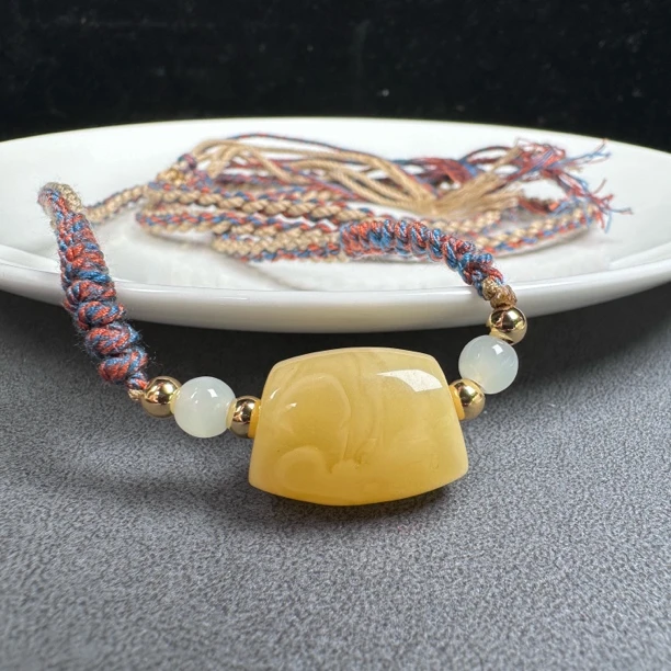 Y5510天然原矿蜜蜡马蹄珠14x19.7mm2.1克抖音基地质检发货