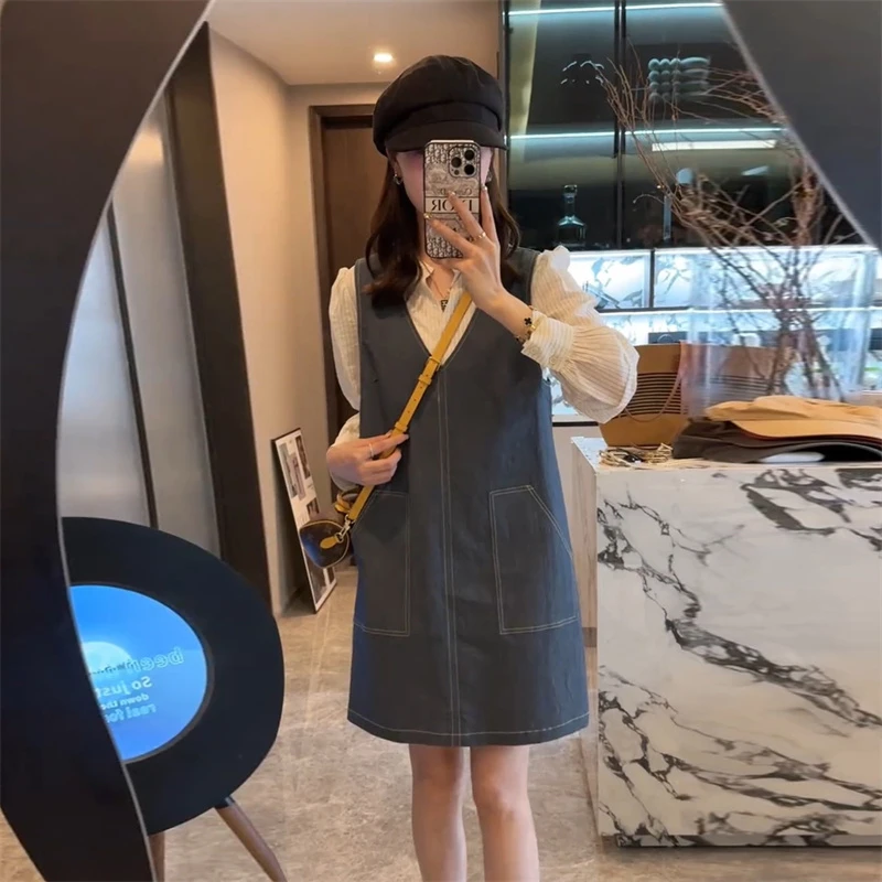 气质春季韩版时尚套装女2025甜美风个性潮流衬衫文艺背心裙两件套