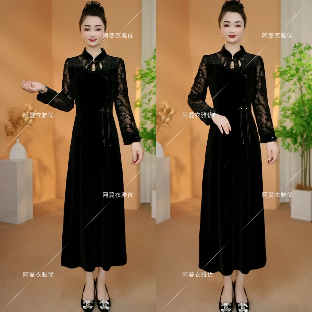 【衣雅严选】8105-2288#高定原版重磅植绒手工钉珠新中式连衣裙