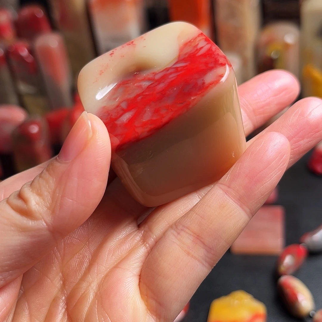 印石巴林石鸡血石随形章