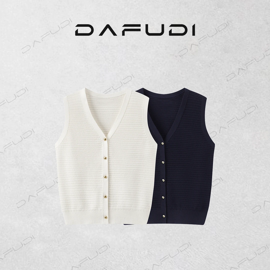 达芙笛【背心吊带】针织背心25夏新品轻薄干爽简约法式V领马K6350