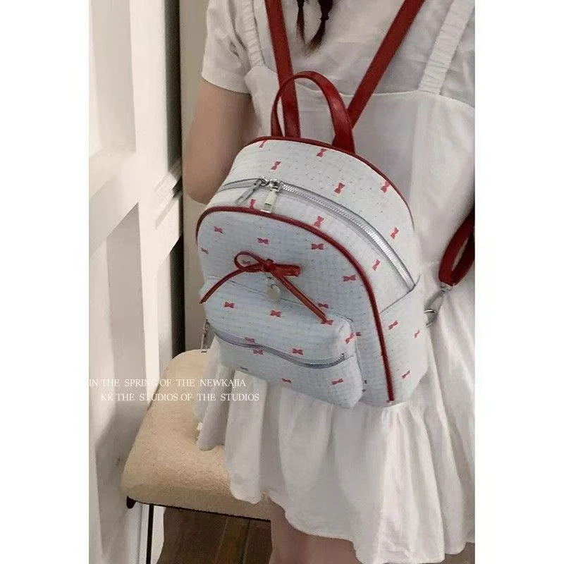 【粉丝专享】学院风双肩包包女2025新款时尚蝴蝶结小背包通勤包