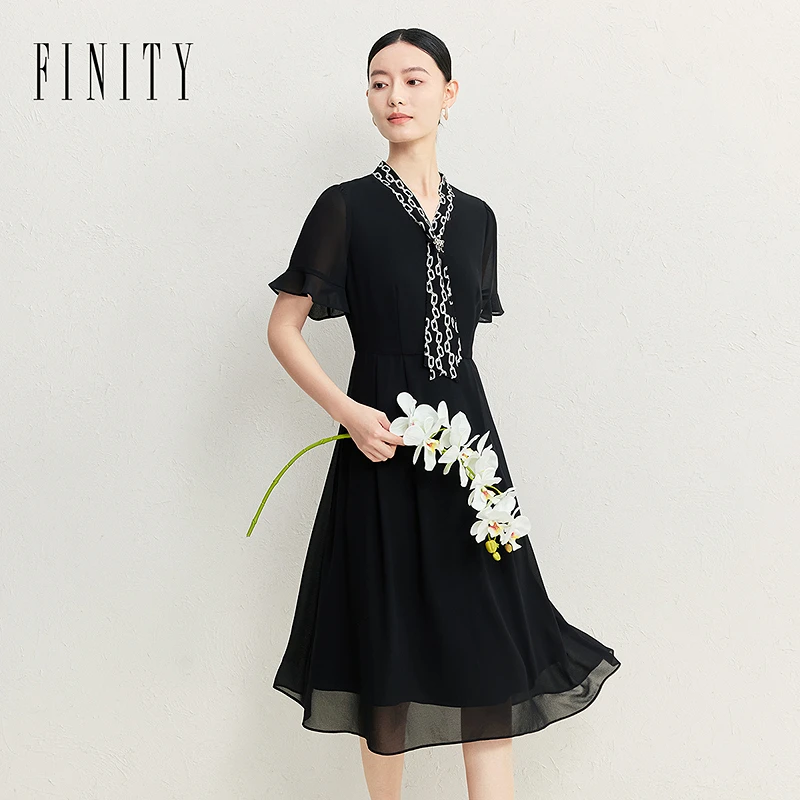 FINITY 新款连衣裙显瘦气质时尚夏季复古国风收腰显瘦 F21Y3D05L3