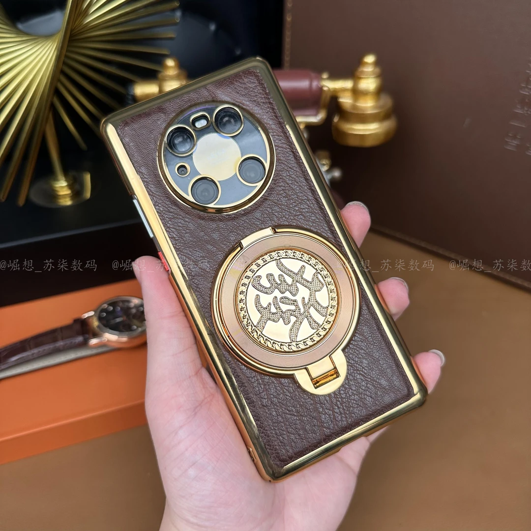 【發财陀螺支架+高档鳄鱼纹】适用华为Mate40Pro手机壳轻薄防摔商务