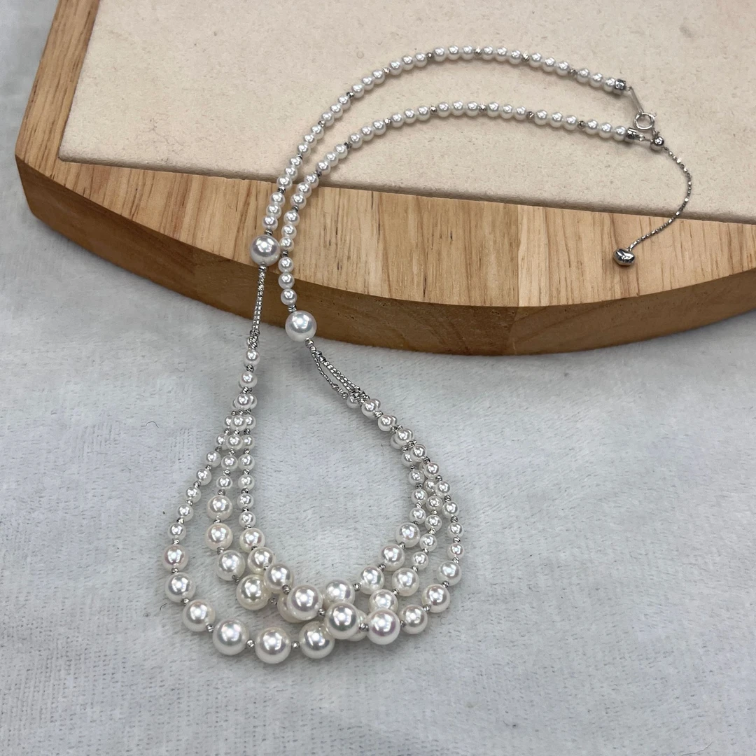 无调色akoya三层项链 DSL181  18k 气质时尚百搭叠戴