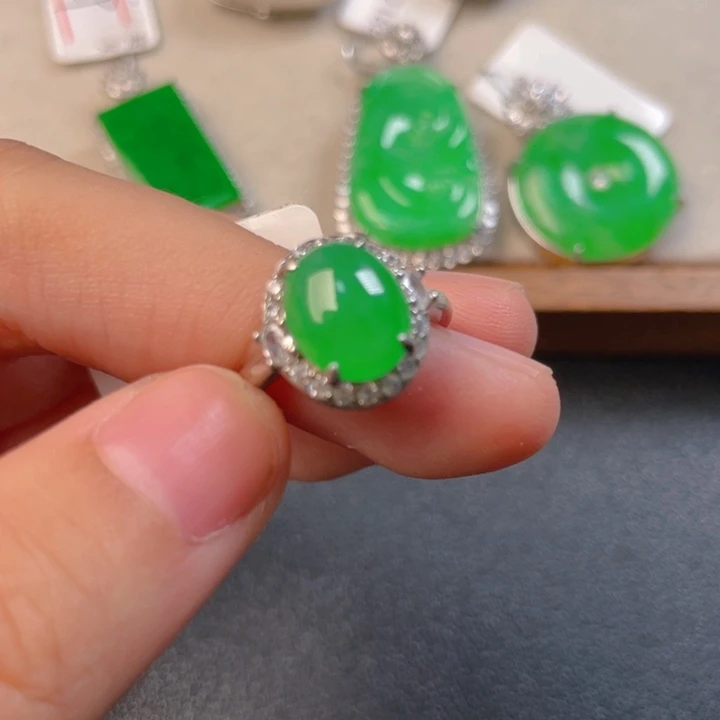 翡翠银S925镶嵌吊坠(不含链)j m