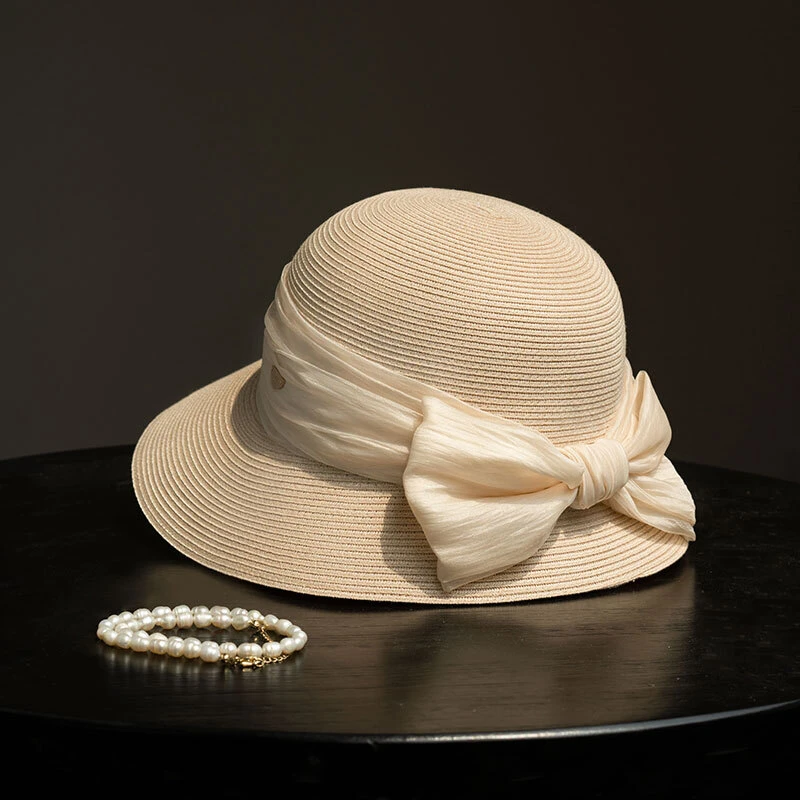 疯帽子 法式遮阳帽女甜美蝴蝶结渔夫帽子出游可折叠盆帽25年春夏