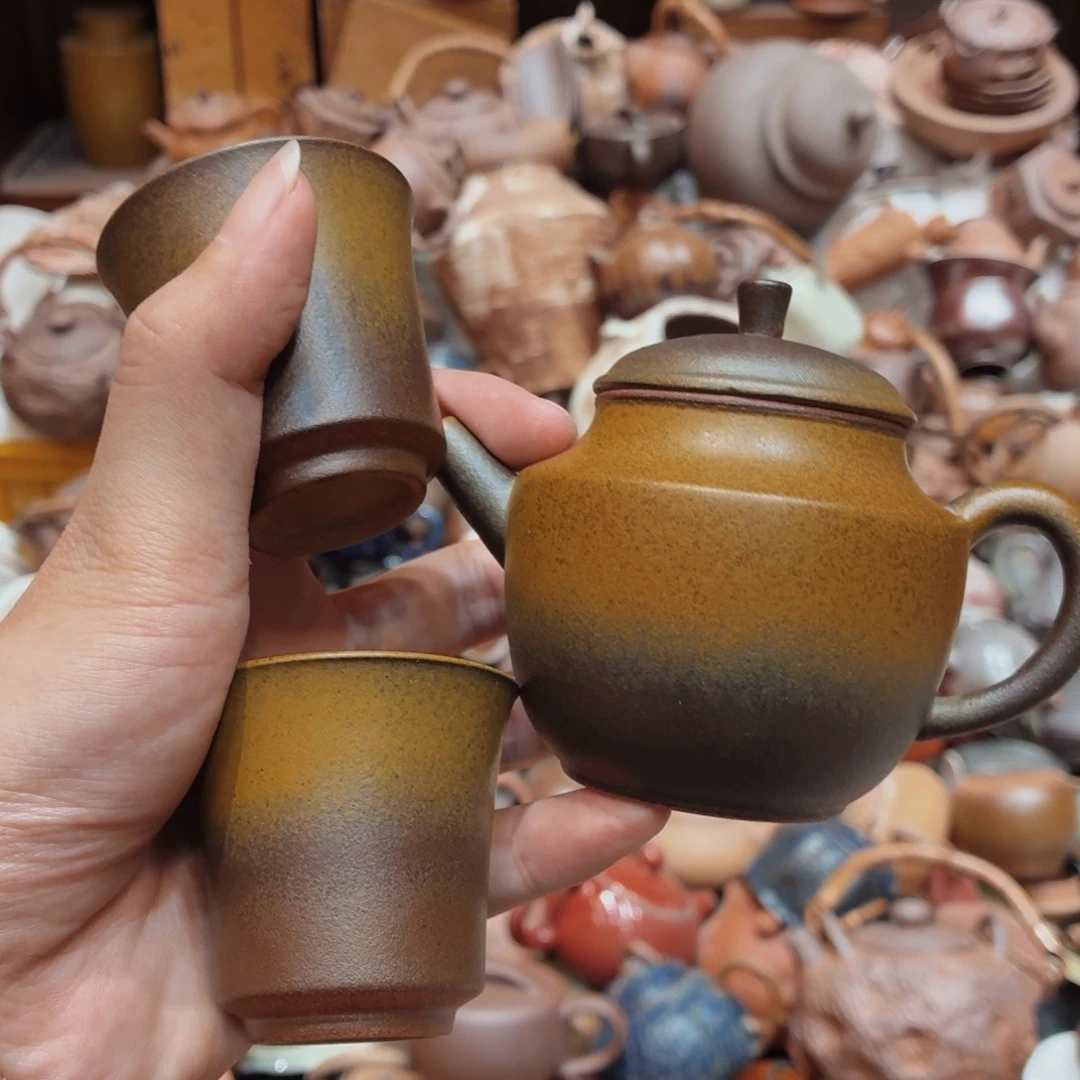 柴烧老岩泥高温茶器皿