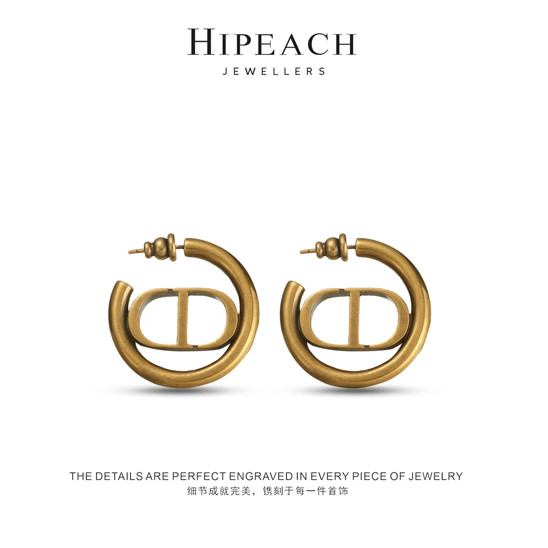 铜合金耳饰  镀K金 ♠天天♠复古光面猪鼻雅丹设计耳钉HTMY0029