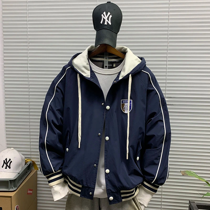 2025春秋新款潮牌运动飞行服夹克男士休闲宽松百搭连帽青少年外套