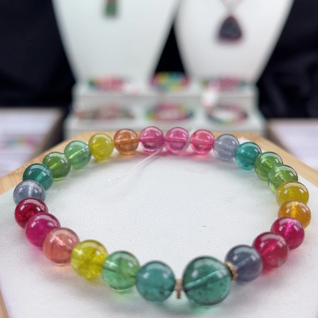 未镶嵌手链碧玺碧玺手串单圈7mm+