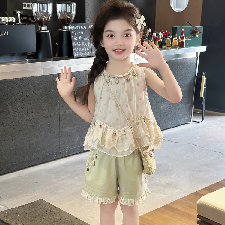 【130】-女童学院风套装夏季2025新款儿童服装卡通135