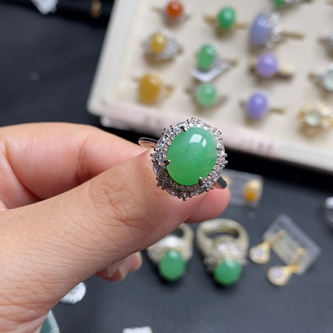 翡翠戒指银S925镶嵌