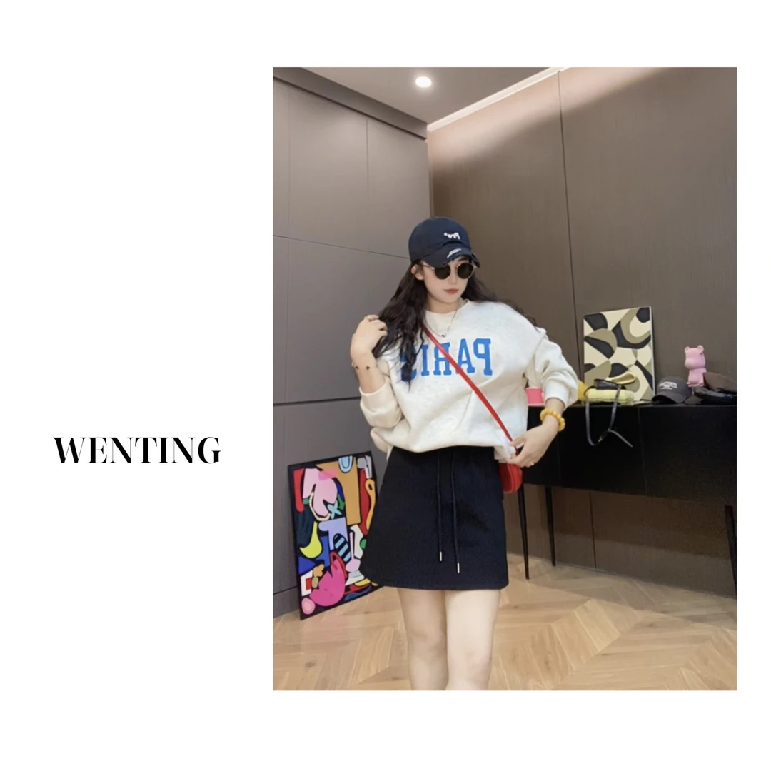 WENTING 25年秋季新款 小众设计立体毛巾绣字母PAR 休闲百搭卫衣
