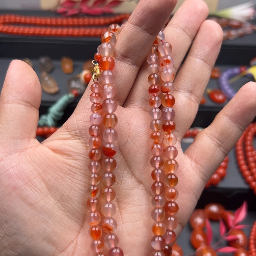 南红玛瑙未镶嵌颈饰保山杨柳干掌冰飘微塔锁骨链