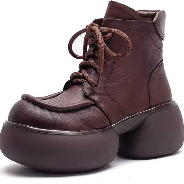 2639-2秋冬增高马丁靴牛皮厚底加绒瘦瘦靴时尚舒适百搭则拉链