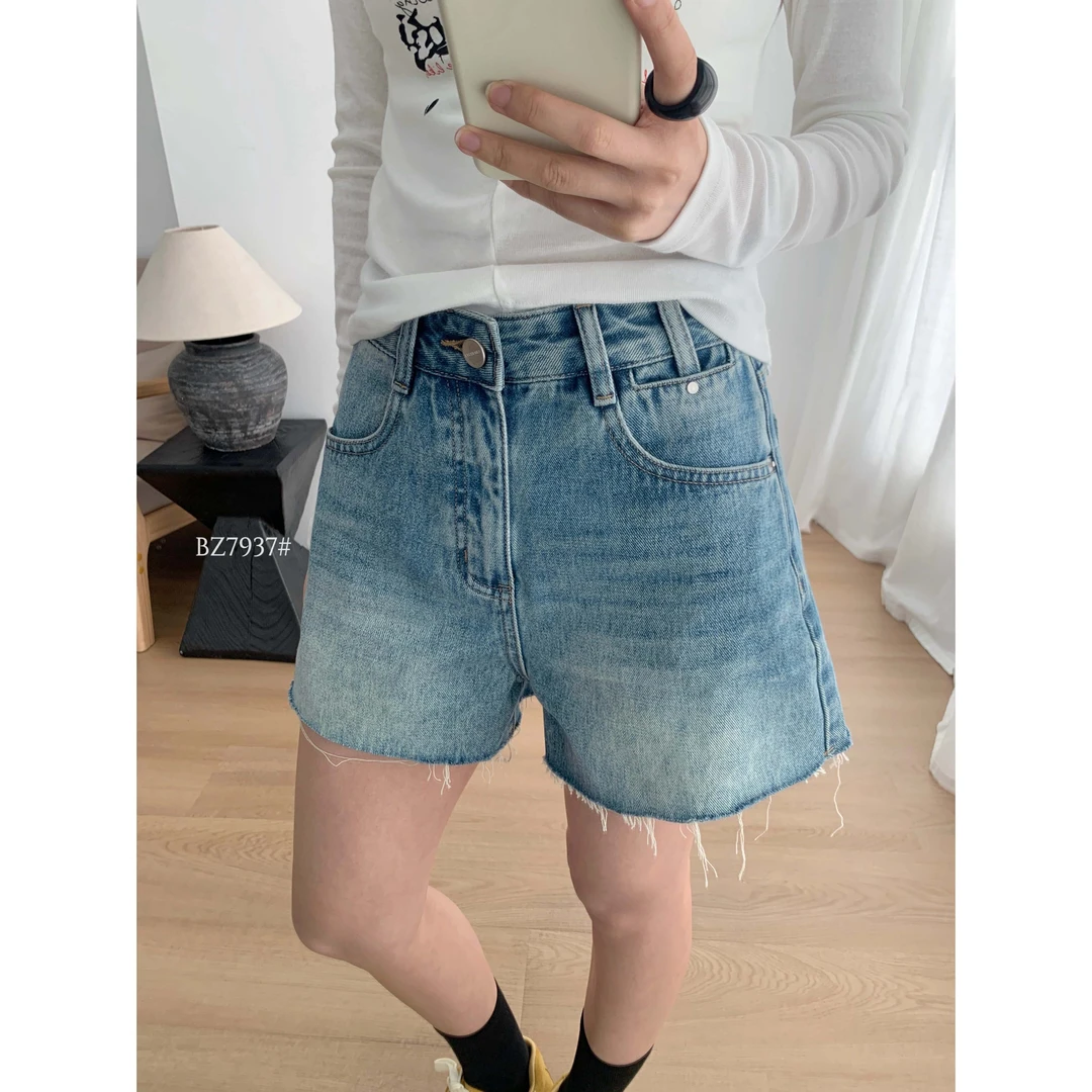 7937#ZVZO#宝藏短裤~好穿又百搭显瘦毛边设计牛仔裤短裤(福利)