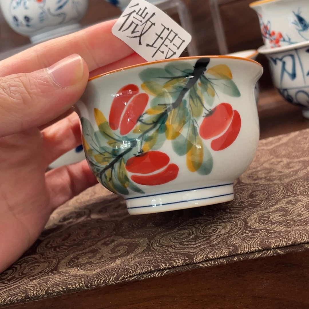 釉下手绘茶具微瑕