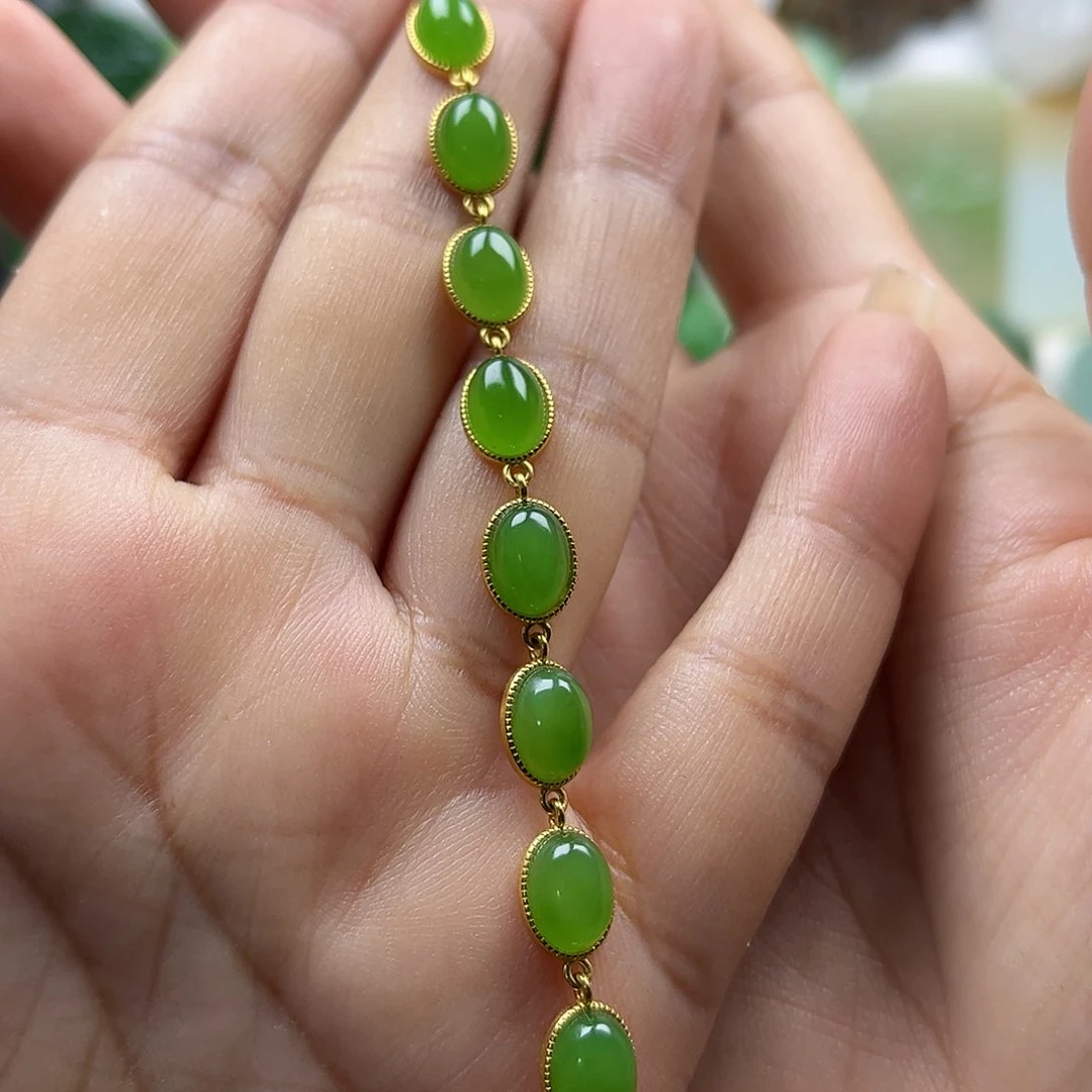 和田玉手链银S925镶嵌