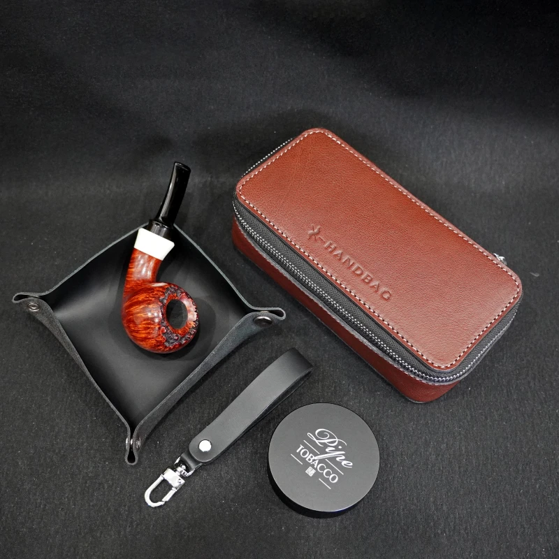 [烟语堂·匠著]X-Handbag轻奢手工烟斗包植鞣牛皮双斗位雅痞商务包