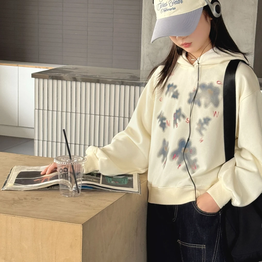 厂家直销原创2025春季新款连帽印花卫衣