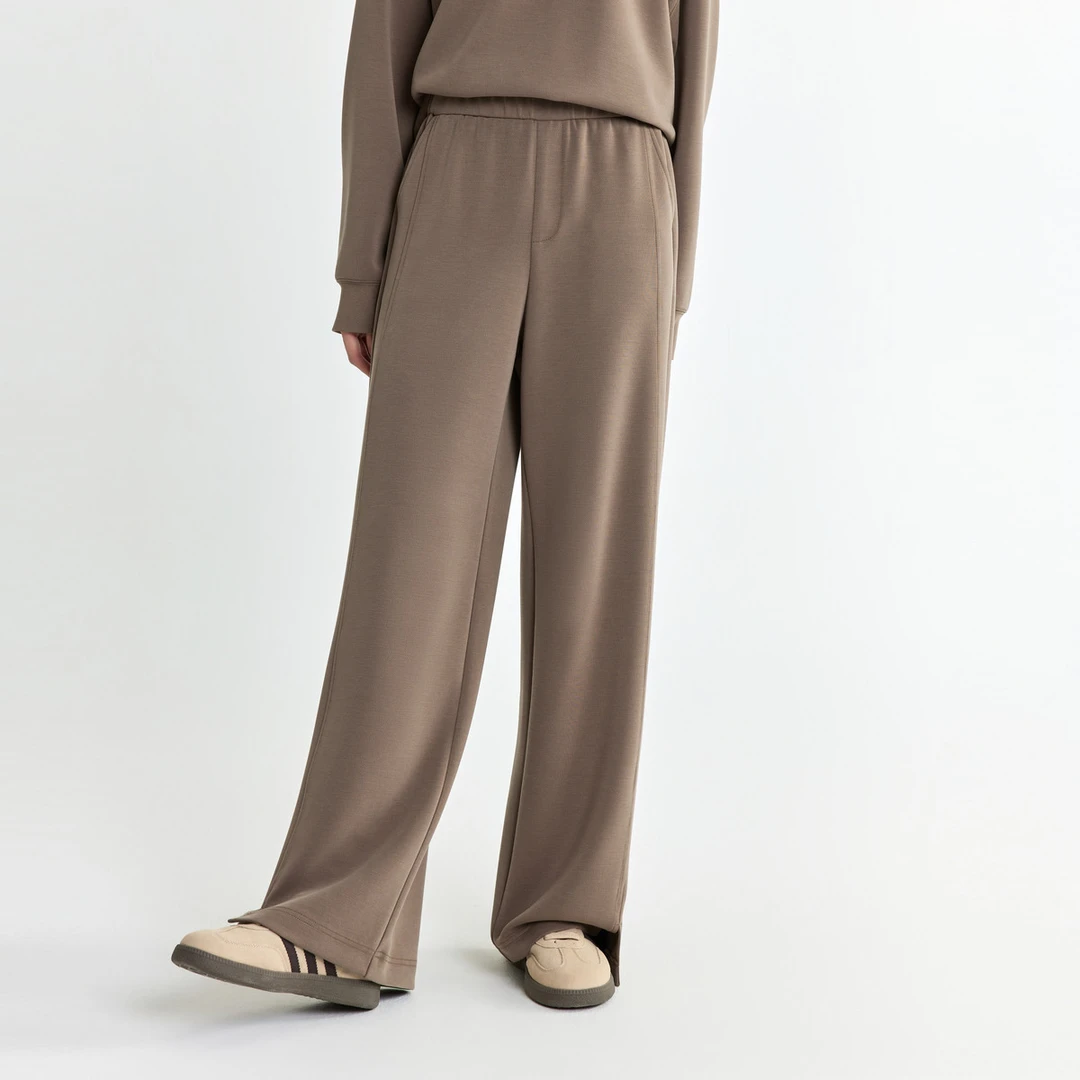 片断2025春季高腰松紧直筒长款休闲裤