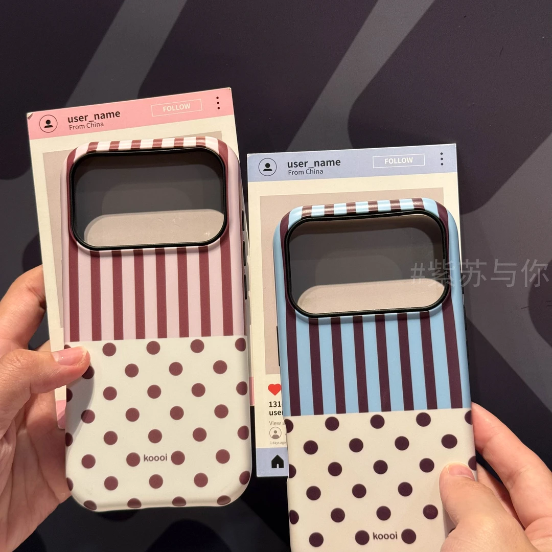 菲林二合一可爱波点拼接羽毛球kt磁吸适用苹果多款机型手机壳保护