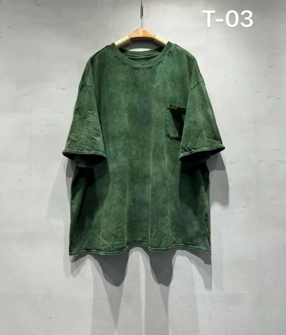 植物染扎色圆领T恤短袖043(无吊牌介意慎拍自制)