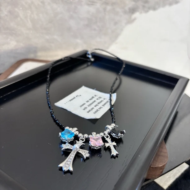 铜合金项链 十字三方锆项链XL3095